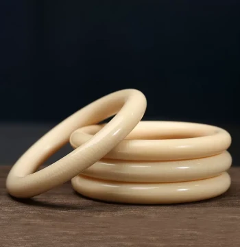 Ivory Nut Bangle for Women - Round Bar Style Wenwan Fashion Bracelet, Versatile Gift Jewelry