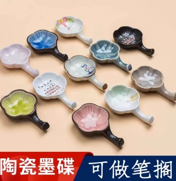 Ceramic Ink Butterfly - Multi-Functional Creative Brush Rest and Ink Slab for Calligraphy Beginners, Easy-Clean Ink Well and Water Dish