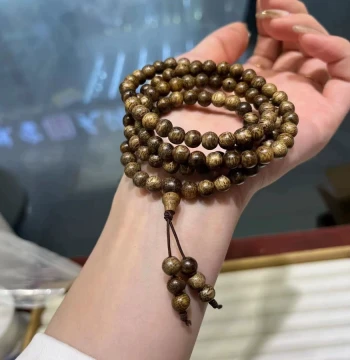 Authentic Kalimantan Agarwood Bracelet - 108 Beads Unisex Natural Agarwood Prayer Beads and Mala