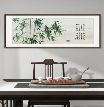 'Bamboo Brings Peace' New Chinese Style Wall Art for Living Room, Study, or Office - Framed Traditional Painting for Sofa Background