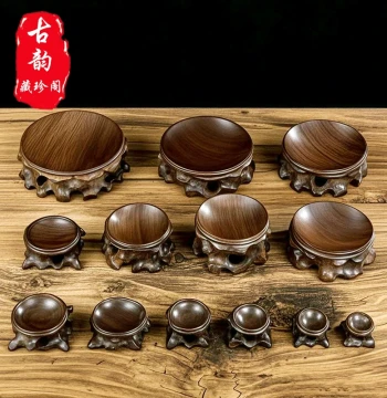 Solid Wood Stand for Collectible Walnuts, Crystal Balls, Carved Eggs, and Gourds - Red Sandalwood Spherical Display Base