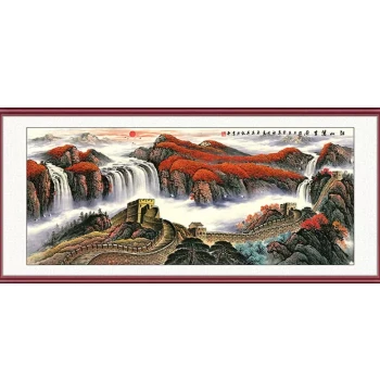 Guest-Greeting Pine Landscape Wall Art, New Chinese Style Office Decor, Living Room Sofa Background Mural, Scenic Chinese Painting