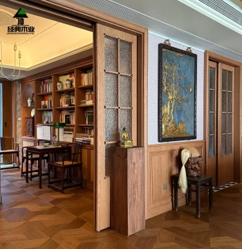 Hangzhou Whole-House Custom Furniture, Living Room Combination Bookcase, North American Black Walnut Solid Wood Full-Wall Display Shelf