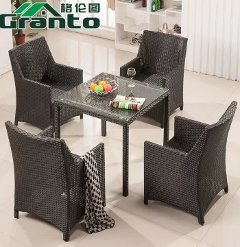Outdoor Rattan Dining Set - 5-Piece Patio Furniture with Single Chair, Backrest Chair, and Table for Home Leisure