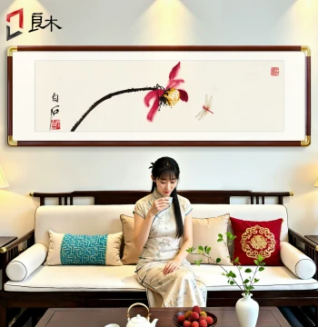 Qi Baishi Lotus Decorative Painting - New Chinese Style Wall Art for Living Room, Bedroom, or Tea Room