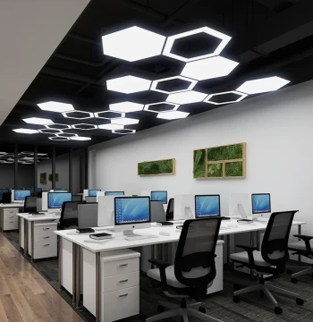 LED Hexagonal Pendant Light Honeycomb Design for Gym, Internet Cafe, Office, Mall Industrial Style Fixture