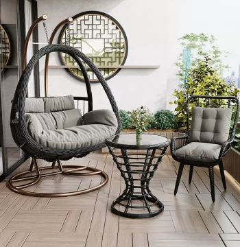 Luxury Rattan Hanging Chair Swing for Two, Indoor/Outdoor Patio Cradle Seat