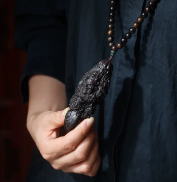 Carved Agarwood Vajra Pestle Handle Piece - Solid Wood Carving for Car Hanging, Pocket Play, Pendant, or Necklace
