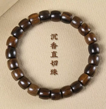 Agarwood Straight-Cut Beaded Bracelet - Unisex Wooden Jewelry with Ethnic Style for Couples and Students