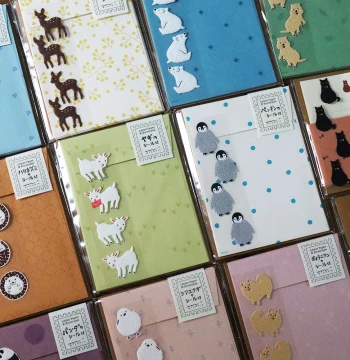 Japanese-Made Felt Midori Cute Animal Letter Paper and Sticker Set; Fresh, Minimalist Stationery with a Girly Touch, New Arrival.