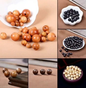 Natural Aged Peachwood, Jiangzhen Incense, Gold-Thread Sandalwood, Bamboo, and Agarwood Loose Beads for 108-Strand Bracelets