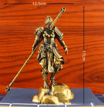 Pure Copper 28cm Sun Wukong Ornament, Monkey King Sculpture for Car Decoration, Battle God Buddha Figure, Monkey Pendant Gift