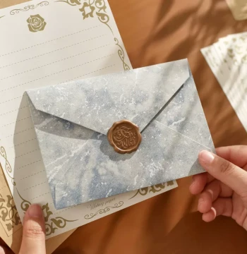 New Thickened Gilded Embossed Envelope and Letter Paper Set with Wax Seal for High-End Handwritten Love Letters