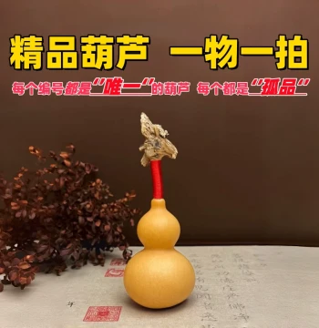 Unique Hand-Carved Gourd Ornament with Stem - Collectible Pendant and Palm Play Item