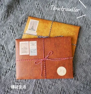 Fenruo Card Shop, Distressed Vintage British Zakka Kraft Paper A5 Envelope, Letter Paper, and Stamp Set