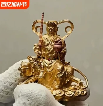 Exquisite Metal Retro Home Decor Figurine of Zhao Gongming, the Black Tiger General and God of Wealth, for Good Fortune and Collectibles