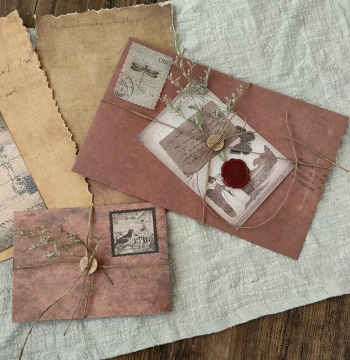 Vintage Premium Hand-Torn Edge Handmade Letterhead and Envelope Set: Romantic Handwritten Confession Love Letters and Greeting Cards for Girlfriend
