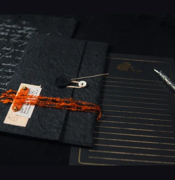 Night Poems | Black Vintage Envelope and Letter Paper Set, Uncle Jiao's Original Handmade Stationery for Handwritten Confessions and Love Letters