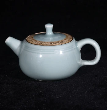 Song Dynasty Longquan Kiln Powder-Green Glazed Wine Pot and Teapot with Meander Pattern