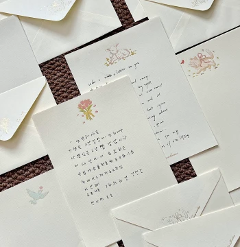 Romantic Handwritten Letter Set with Gold-Foil Birthday Cards - Perfect Gift for Couples