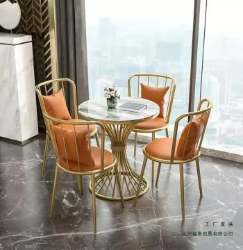 Light Luxury Leisure Milk Tea Table Set, Minimalist Dessert Shop Negotiation Table & Chairs, Reception Seating, Balcony Tea Table, Small Round Table Set