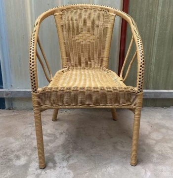 Balcony Tea Table and Chair Set - Trendy Rattan Weave Summer Lounge Chair, Affordable Metal Garden Furniture