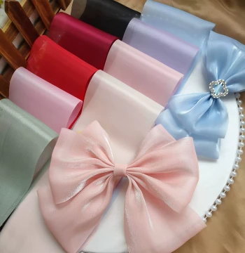 8cm Wide Lustrous Pearl Yarn Ribbon for DIY Hair Accessories, Shimmering Bow Knot Satin Ribbon Supplies