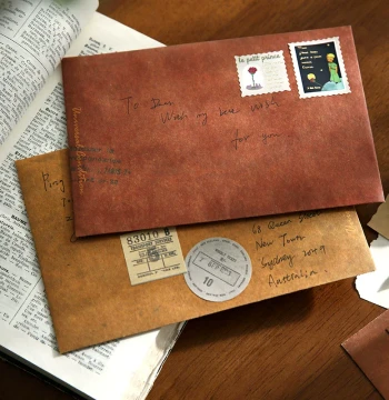 Vintage Envelopes, Instagram-Style Creative High-End Artistic Minimalist Love Letter Envelopes and Paper Sets, Exquisite European Kraft Paper Thickened Thank-You Notes for Boyfriends/Girlfriends