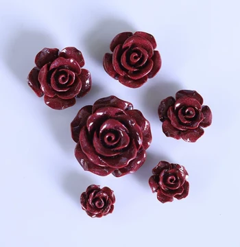 Natural Cinnabar Rose Beads, Purple Gold Sand 'Blooming Prosperity' DIY Bracelet and Ring Accessories, Buddhist Prayer Bead Charms