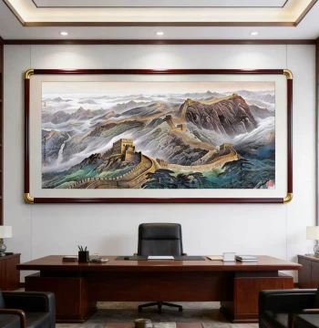 Great Wall Landscape Painting: Traditional Chinese Art for Office Decor, Living Room Sofa Background, or Grand Hall