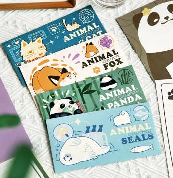 Cute Cartoon Fubao Panda Envelope and Letter Paper Set, Premium Love Letters for Confessions, Writing Notes, Kittens, High-End Seal Design