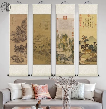 Ming Dynasty Qiu Ying Landscape Masterpiece, Antique Scroll Hanging Painting, Chinese Landscape Art for Living Room & Study Decor or Gift