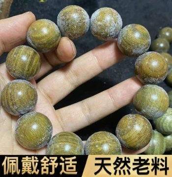 Authentic Green Sandalwood Bracelet, Natural Argentine Lignum Vitae Buddhist Beads, 20mm Men's Cultural Play Bracelet, Women's Agarwood Style