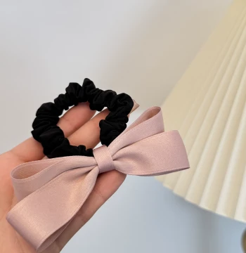 Sakura Pink Bow Satin Hair Tie