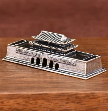Pure Brass Miniature Landmark Models: Tiananmen, Great Wall, Forbidden City, Temple of Heaven, and China Zun