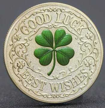 Four-Leaf Clover Lucky Gold Coin - 3D Embossed Electroplated Gold-Silver Commemorative Medal and Gift Badge