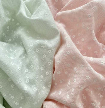 Buyi New Fresh INS Style Bubble Grid Floral Fabric for Dresses, Tablecloths, Cushions, and DIY Crafts
