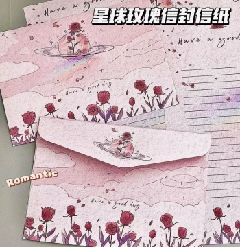Planet Rose Blue Rose Envelope and Letter Paper Set - Romantic Handwritten Love Letters for Qixi Festival, Valentine's Day, Confessions, Wishes, and Blessings - Perfect Birthday Gift for Boyfriends and Girlfriends