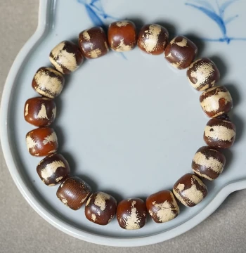 Nha Trang White Kynam Jade-like Agarwood Old-Style Bead Single-Loop Bracelet, Prayer Beads, Wenwen Hand String, Aged Wood Beads, Meditation Beads
