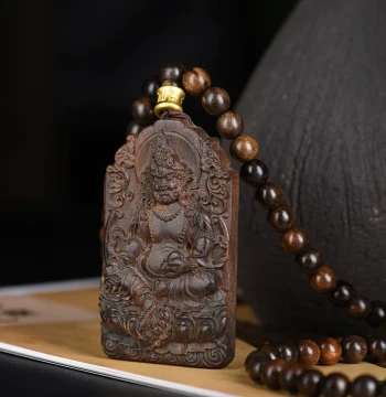 Xuantong Authentic Bodhisattva Chess Agarwood Necklace with 108 Beads – Guanyin and Yellow Jambhala Style Prayer Beads for Meditation and Collectible Bracelet