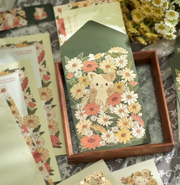 Romantic Gold-Stamped Envelope and Letter Paper Set - Ins Style Fresh Vintage Niche Bouquet Handwritten Love Letters