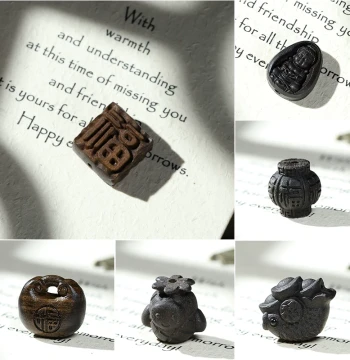 Agarwood Handmade Loose Bead Pendant Accessories, DIY Creative Cultural Play Unisex Phone Chain Jewelry Ornament Wholesale