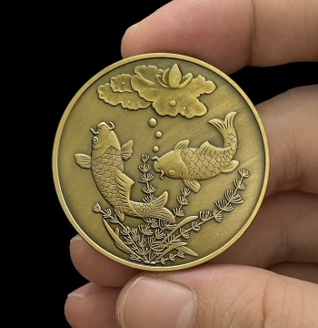 Koi Ancient Bronze Coins 'Abundance Year after Year' Lucky Coins, Commemorative Medals, Fish Tank Decor, Wedding Return Gifts, and Candy Companions