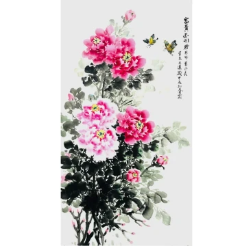 New Chinese Style Living Room Screen Wall Art Electrical Box Decorative Painting Blooming Peony Hand-Painted Entryway Traditional Chinese Hanging Picture