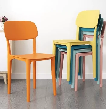 Plastic Chair Home Use Thickened Dining Room Table Chair Comfortable for Long Sitting Commercial Simple Stool with Backrest Nordic Style