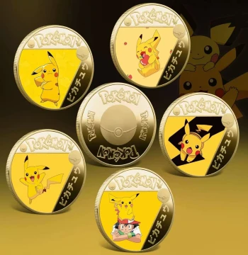 Pokémon Commemorative Coin, Pocket Monster Pikachu Gold Coin, Tooth Fairy Gift, Lucky Coin