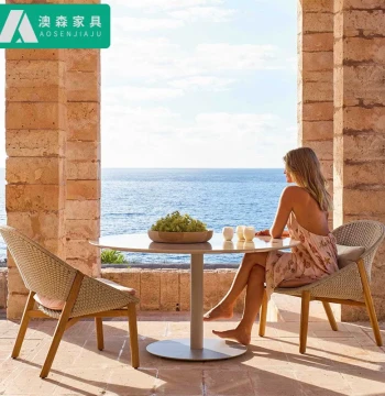 Premium Teak Outdoor Table and Chair Set, Courtyard Rattan Chair Combination, Leisure Villa Garden Balcony Showroom Wicker Furniture