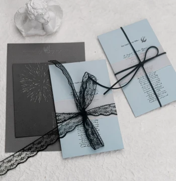 Whispers of the Wind | Romantic Envelope and Letter Paper Set - Blue and Black Color Scheme - Handwritten Letters, Fireworks Greeting Cards - Premium Original Love Letters