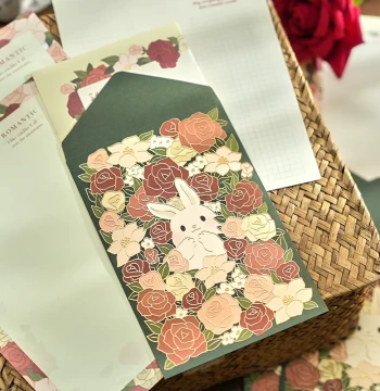 Romantic Vintage Floral Envelope and Letter Paper Set with Sealing Stickers for Love Letters - Premium Style