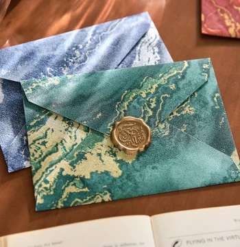 Gilded Embossed Envelope and Letter Paper Set – Vintage Premium Texture, Thickened Romantic Handwritten Love Letters, Wax Seal Invitation Cards